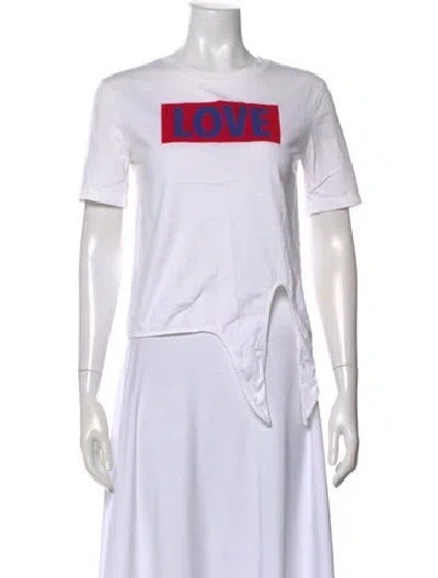 Pre-owned Sandro Graphic Print Crew Neck T-shirt In White