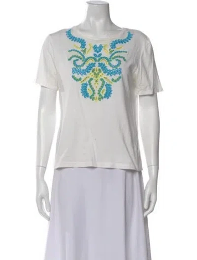 Pre-owned Sandro Graphic Print Crew Neck T-shirt In White