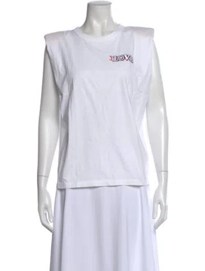 Pre-owned Sandro Graphic Print Crew Neck T-shirt In White