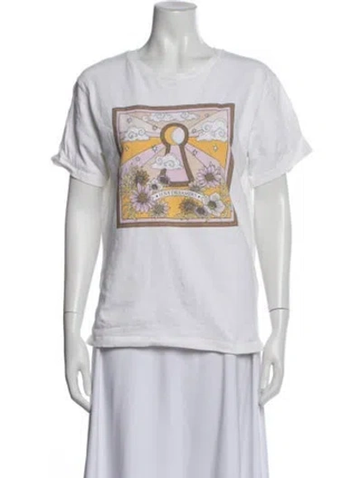 Pre-owned Sandro Graphic Print Crew Neck T-shirt In White