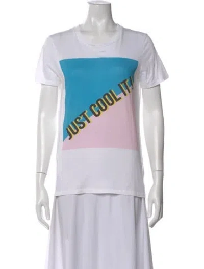 Pre-owned Sandro Graphic Print Crew Neck T-shirt In White