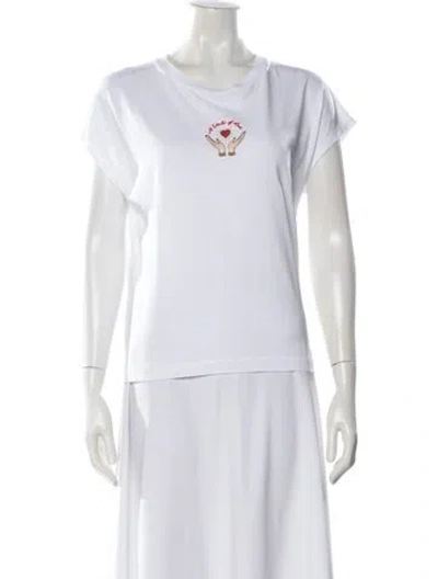 Pre-owned Sandro Graphic Print Crew Neck T-shirt In White