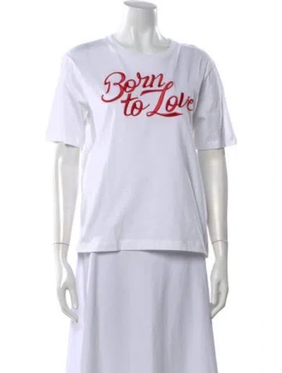 Pre-owned Sandro Graphic Print Crew Neck T-shirt In White