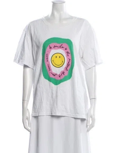 Pre-owned Sandro Graphic Print Crew Neck T-shirt In White