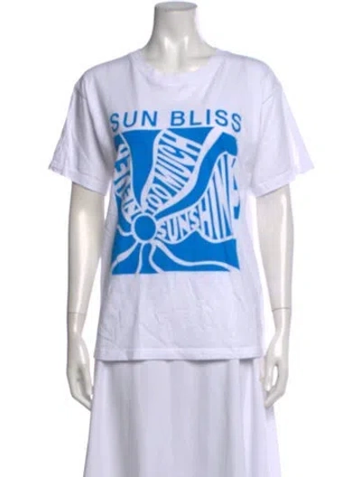 Pre-owned Sandro Graphic Print Crew Neck T-shirt In White
