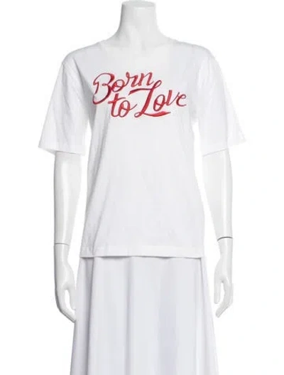 Pre-owned Sandro Graphic Print Crew Neck T-shirt In White