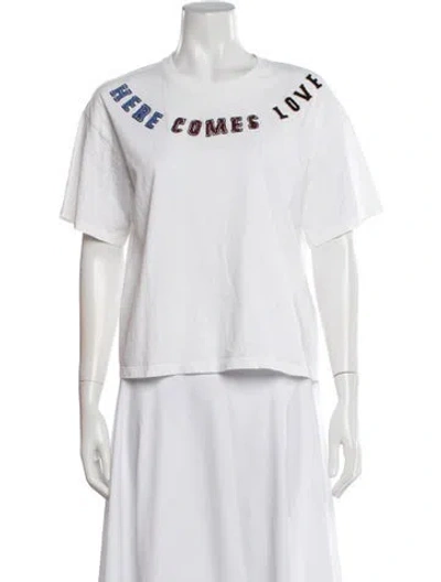 Pre-owned Sandro Graphic Print Crew Neck T-shirt In White