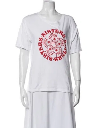 Pre-owned Sandro Graphic Print Crew Neck T-shirt In White