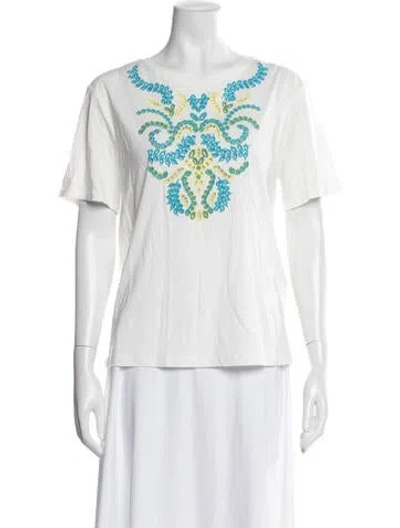 Pre-owned Sandro Graphic Print Crew Neck T-shirt In White