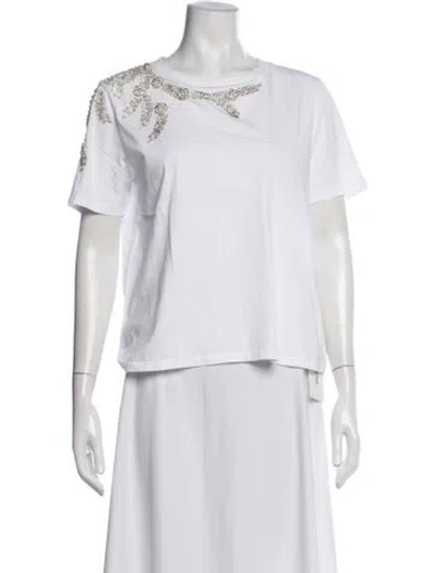 Pre-owned Sandro Graphic Print Crew Neck T-shirt In White