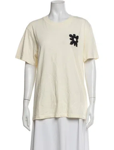 Pre-owned Sandro Graphic Print Crew Neck T-shirt In White