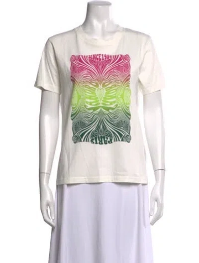 Pre-owned Sandro Graphic Print Crew Neck T-shirt In White