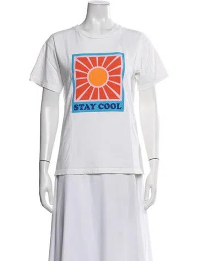 Pre-owned Sandro Graphic Print Crew Neck T-shirt In White
