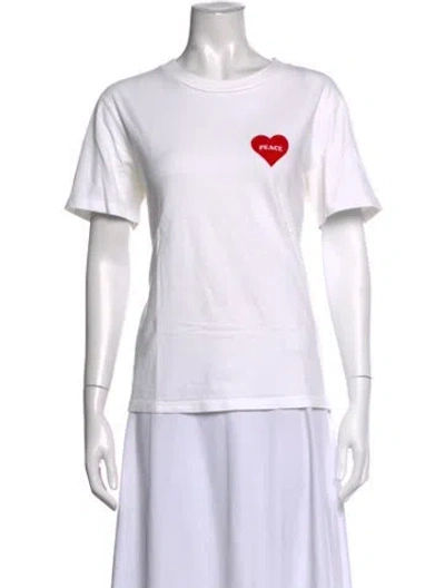 Pre-owned Sandro Graphic Print Crew Neck T-shirt In White