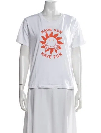 Pre-owned Sandro Graphic Print Crew Neck T-shirt In White
