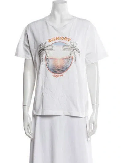 Pre-owned Sandro Graphic Print Crew Neck T-shirt In White