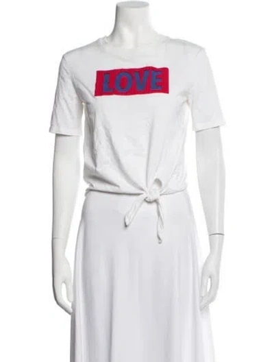 Pre-owned Sandro Graphic Print Crew Neck T-shirt In White