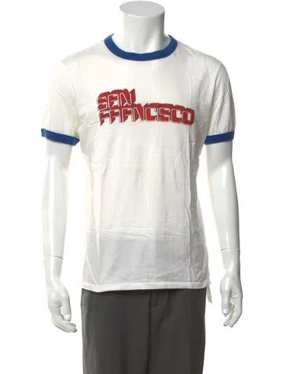 Pre-owned Sandro Graphic Print Crew Neck T-shirt In White