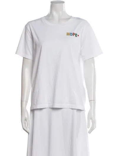 Pre-owned Sandro Graphic Print Crew Neck T-shirt In White