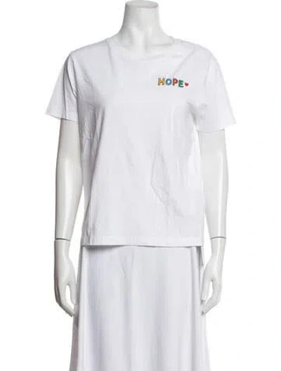 Pre-owned Sandro Graphic Print Crew Neck T-shirt In White