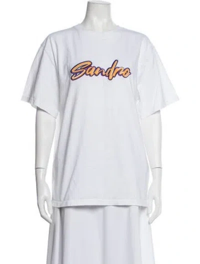 Pre-owned Sandro Graphic Print Crew Neck T-shirt In White