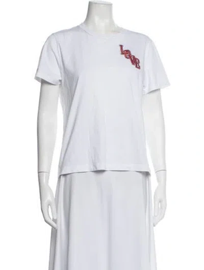 Pre-owned Sandro Graphic Print Crew Neck T-shirt In White