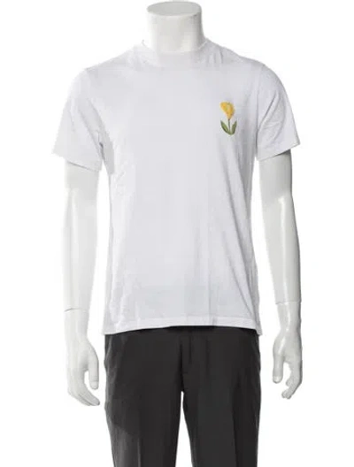Pre-owned Sandro Graphic Print Crew Neck T-shirt In White