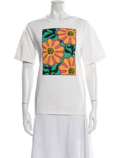 Pre-owned Sandro Graphic Print Crew Neck T-shirt In White