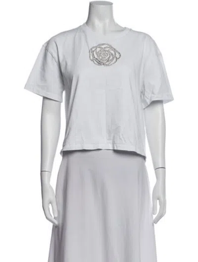 Pre-owned Sandro Graphic Print Crew Neck T-shirt In White