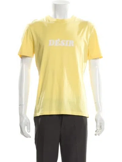 Pre-owned Sandro Graphic Print Crew Neck T-shirt In Yellow
