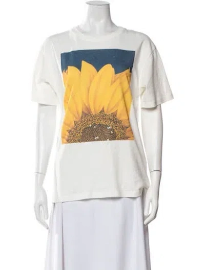 Pre-owned Sandro Graphic Print Crew Neck T-shirt In Yellow
