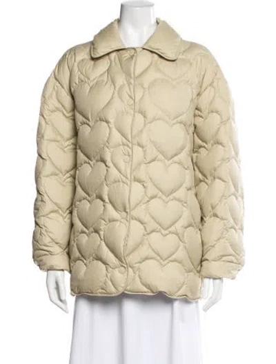 Pre-owned Sandro Graphic Print Down Coat In Neutral