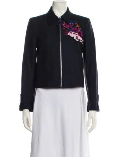 Pre-owned Sandro Graphic Print Jacket In Blue