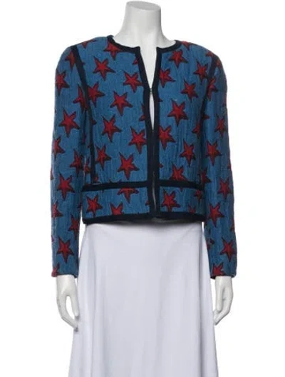 Pre-owned Sandro Graphic Print Jacket In Blue