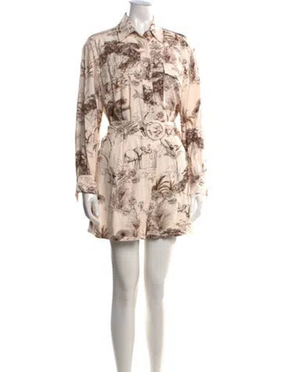 Pre-owned Sandro Graphic Print Jumpsuit In Neutral