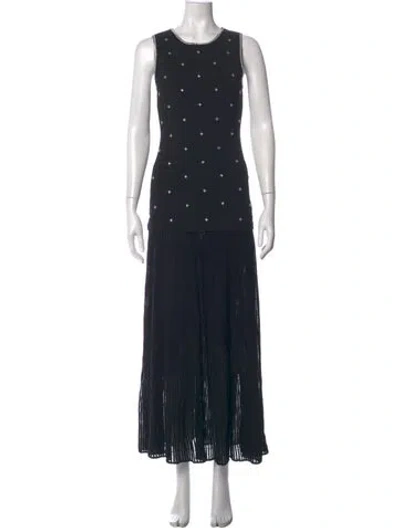 Pre-owned Sandro Graphic Print Long Dress In Black