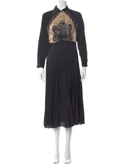 Pre-owned Sandro Graphic Print Long Dress In Multi