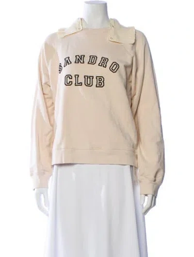 Pre-owned Sandro Graphic Print Long Sleeve Sweatshirt In Neutral