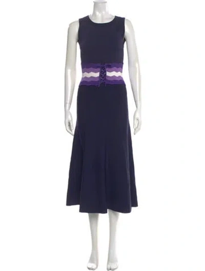 Pre-owned Sandro Graphic Print Midi Length Dress In Blue