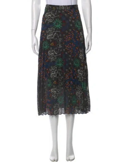 Pre-owned Sandro Graphic Print Midi Length Skirt In Black