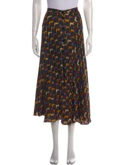 Pre-owned Sandro Graphic Print Midi Length Skirt In Black