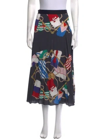 Pre-owned Sandro Graphic Print Midi Length Skirt In Black