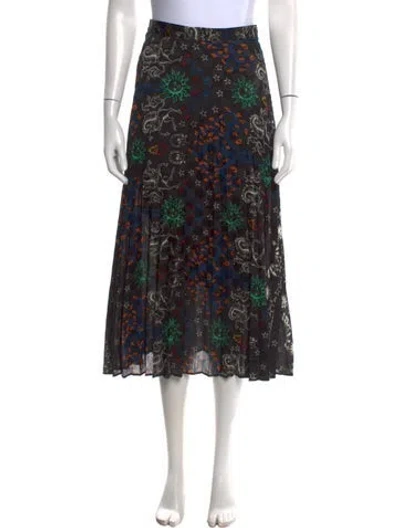 Pre-owned Sandro Graphic Print Midi Length Skirt In Black