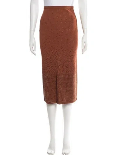 Pre-owned Sandro Graphic Print Midi Length Skirt W/ Tags In Brown