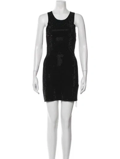 Pre-owned Sandro Graphic Print Mini Dress In Black