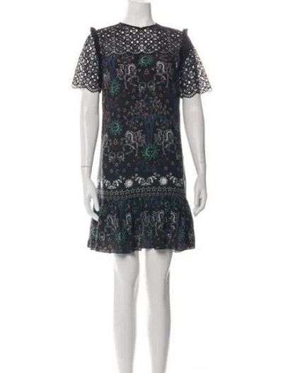 Pre-owned Sandro Graphic Print Mini Dress In Black