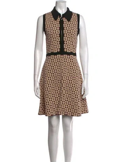 Pre-owned Sandro Graphic Print Mini Dress In Brown