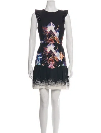 Pre-owned Sandro Graphic Print Mini Dress In Multi