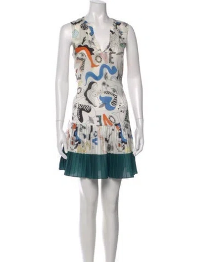 Pre-owned Sandro Graphic Print Mini Dress In White