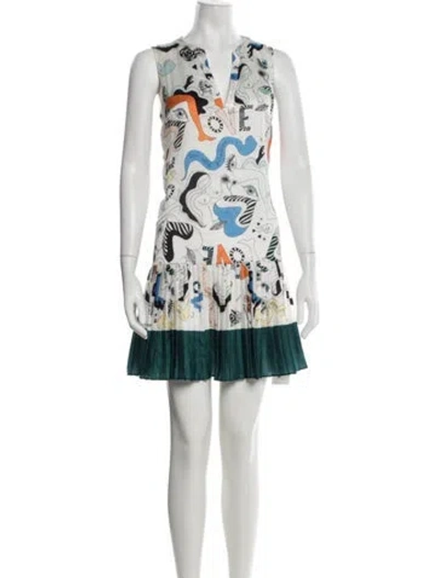 Pre-owned Sandro Graphic Print Mini Dress In White